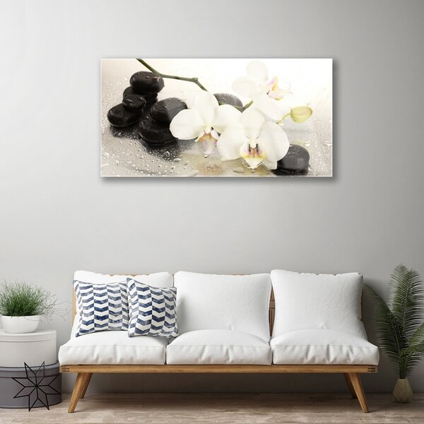 Quadro in vetro Bellissimo fiore di orchidea 100x50 cm 2 appendini