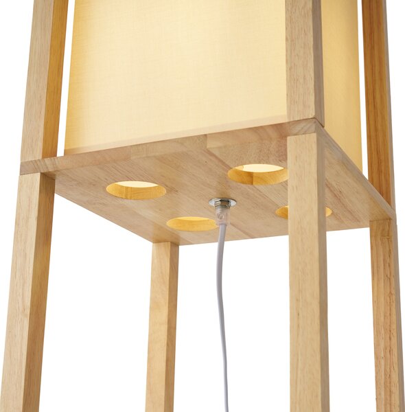 Lampada da terra moderna in legno con paralume beige - Stojan