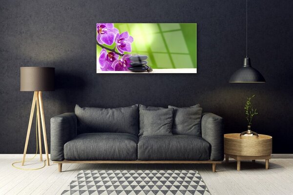 Quadro vetro Orchidee Fiori Verdi 100x50 cm 2 appendini