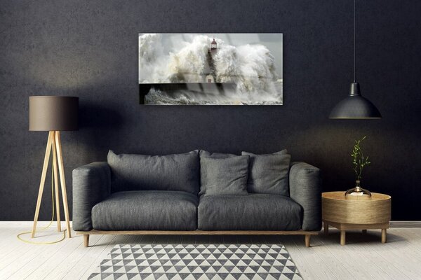 Quadro su vetro Paesaggio del faro 100x50 cm 2 appendini