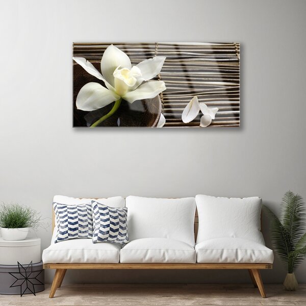 Quadro di vetro Fiore Pianta naturale 100x50 cm 2 appendini