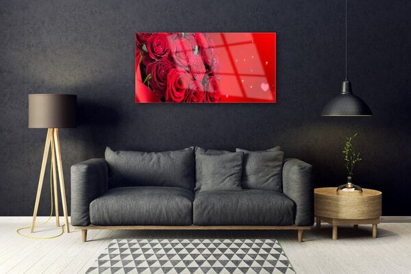 Quadro vetro Rose Fiori Pianta 100x50 cm 2 appendini