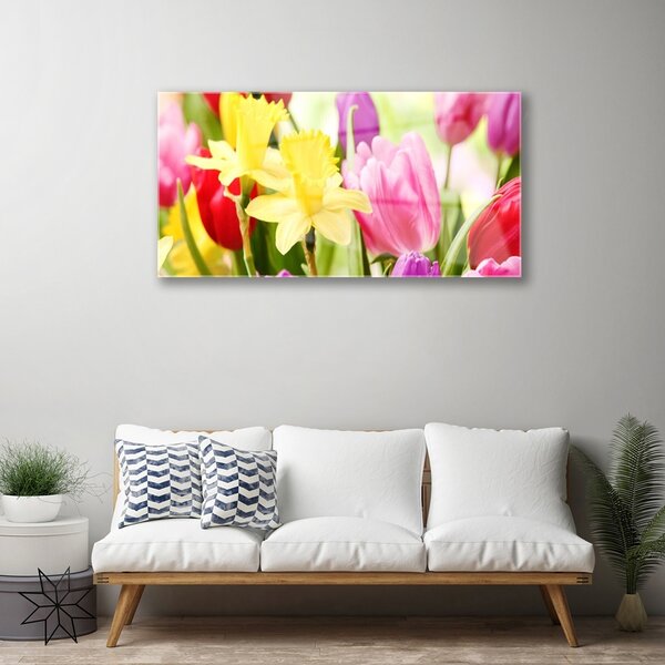Quadro in vetro Fiori Pianta naturale 100x50 cm 2 appendini