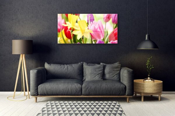 Quadro in vetro Fiori Pianta naturale 100x50 cm 2 appendini
