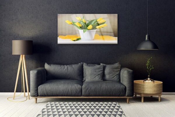 Quadro vetro Tulipani Fiori Pianta 100x50 cm 2 appendini