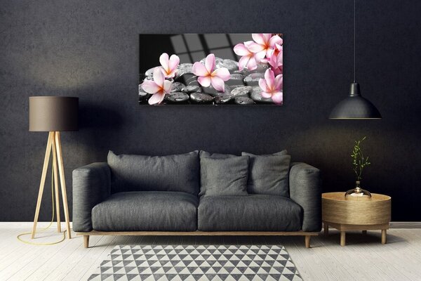 Quadro su vetro Plumeria Wallflower 100x50 cm 2 appendini