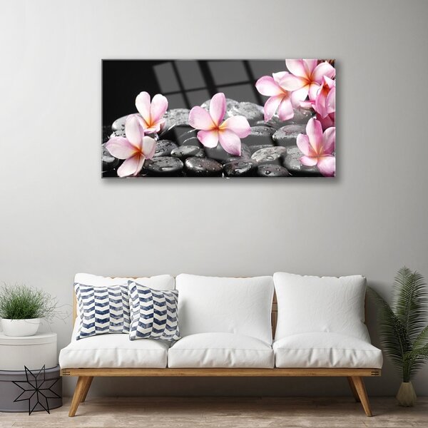 Quadro su vetro Plumeria Wallflower 100x50 cm 2 appendini