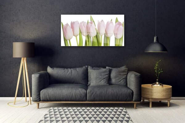 Quadro in vetro Tulipani Fiori Pianta 100x50 cm 2 appendini