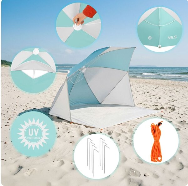 Ombrellone da spiaggia con kit di fissaggio incluso