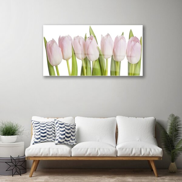 Quadro in vetro Tulipani Fiori Pianta 100x50 cm 2 appendini