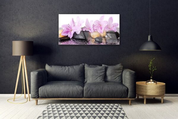 Quadro in vetro Fiore di giglio rosa 100x50 cm 2 appendini