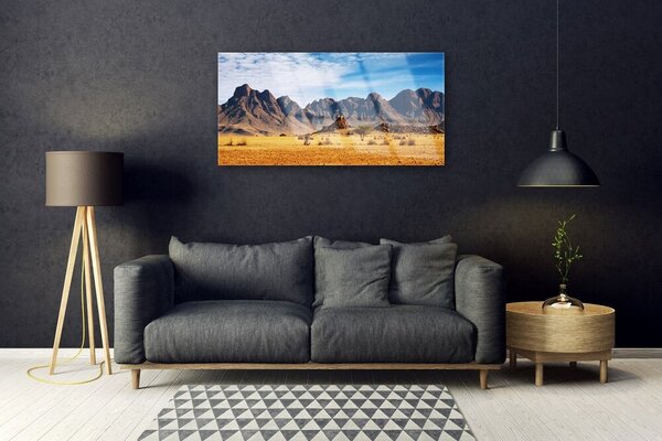Quadro su vetro Paesaggio delle montagne del deserto 100x50 cm 2 appendini