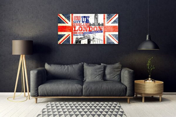Quadro in vetro Arte della bandiera di Londra 100x50 cm 2 appendini