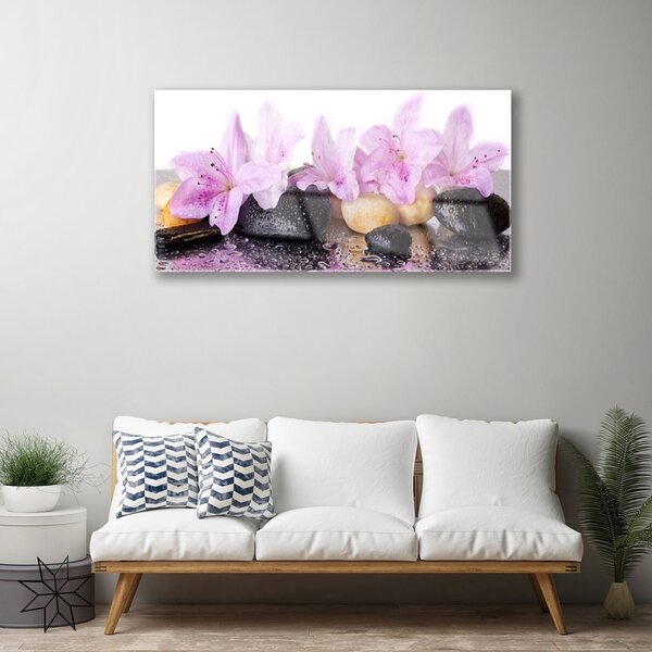 Quadro in vetro Fiore di giglio rosa 100x50 cm 2 appendini