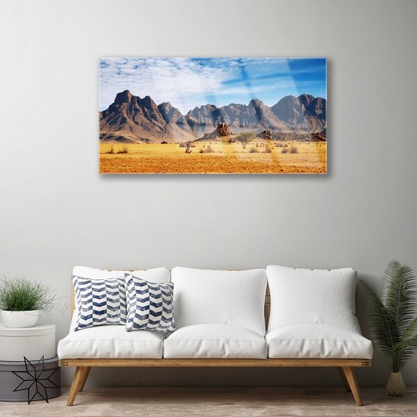 Quadro su vetro Paesaggio delle montagne del deserto 100x50 cm 2 appendini