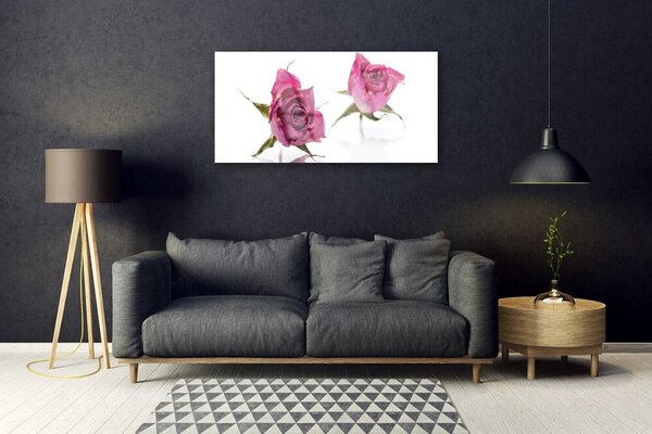 Quadro in vetro Rose Fiori Pianta 100x50 cm 2 appendini