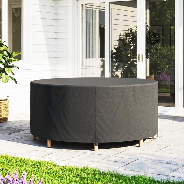 Outsunny Copertura per mobili da giardino impermeabile per tavolo rotondo, tessuto Oxford 420D per giardino esterno, Ø200 x 80 cm, nero | Aosom Italy