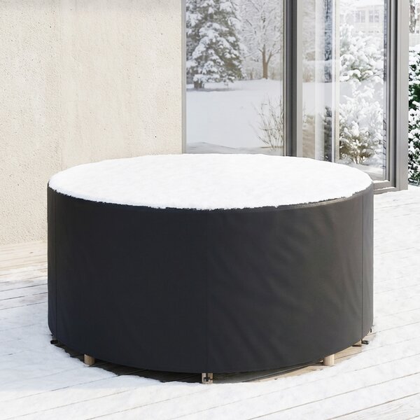 Outsunny Copertura per mobili da giardino impermeabile per tavolo rotondo, tessuto Oxford 420D per giardino esterno, Ø200 x 80 cm, nero | Aosom Italy