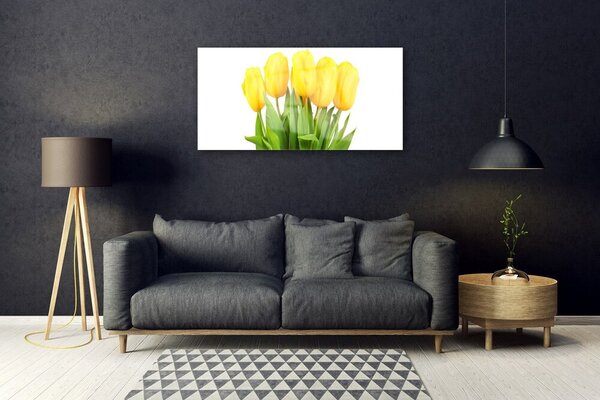Quadro in vetro Tulipani Fiori Pianta 100x50 cm 2 appendini