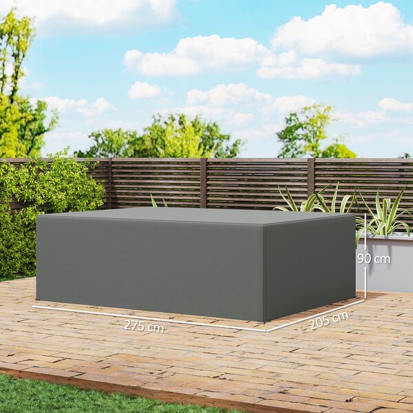 Outsunny Copertura per mobili da giardino, copertura per salotto da esterno impermeabile, antivento e anti-UV, 275 x 205 x 90 cm, grigio | Aosom Italy