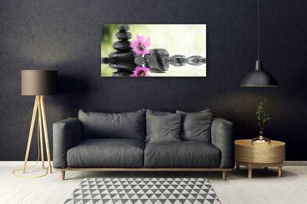 Quadro di vetro Un bel fiore per il muro 100x50 cm 2 appendini