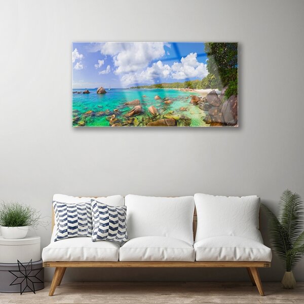 Quadro di vetro Paesaggio spiaggia mare 100x50 cm 2 appendini