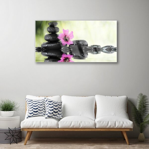 Quadro di vetro Un bel fiore per il muro 100x50 cm 2 appendini