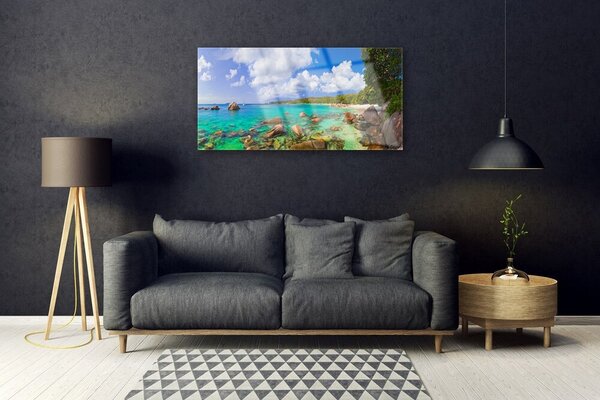 Quadro di vetro Paesaggio spiaggia mare 100x50 cm 2 appendini