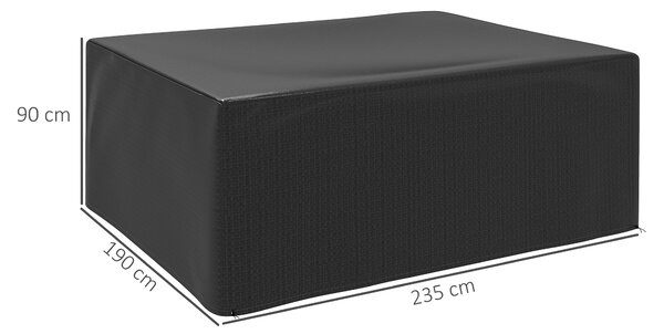 Outsunny Copertura per mobili da giardino Invernale Impermeabile Anti-UV Telo Coprimobili 235 x 190 x 90cm Nero | Aosom Italy