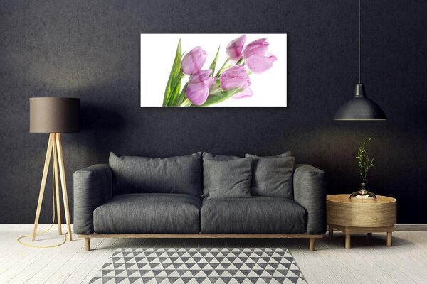 Quadro vetro Tulipani Fiori Pianta 100x50 cm 2 appendini