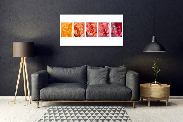 Quadro di vetro Rose Fiori Pianta 100x50 cm 2 appendini