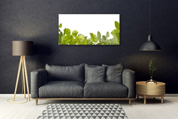 Quadro di vetro Foglia Natura Pianta 100x50 cm 2 appendini