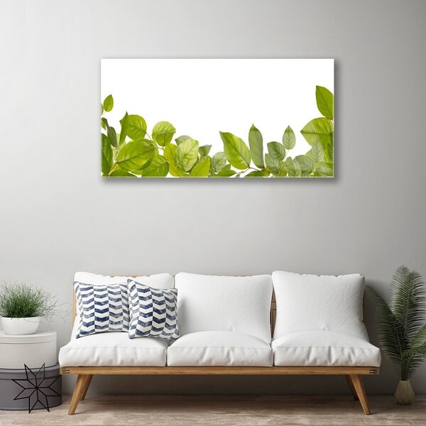 Quadro di vetro Foglia Natura Pianta 100x50 cm 2 appendini