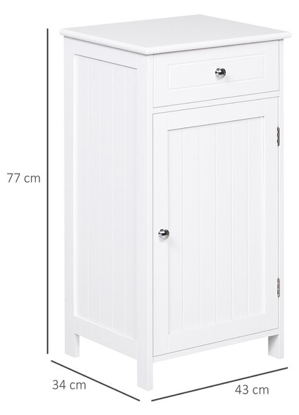 Kleankin Mobiletto moderno bagno, Armadietto 2 Cassetti e Ripiani regolabili, Design Anti-Ribaltamento, in MDF 43 x 34 x 77cm Bianco|Aosom Italy