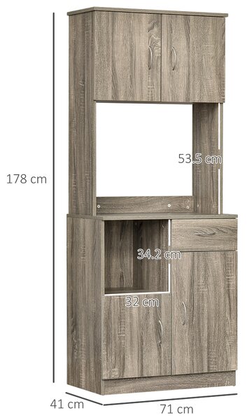 HOMCOM Credenza Moderna per Cucina o Sala da Pranzo, Mobile Buffet con Armadietti e Cassetti in Legno, Grigio, 71x41x178cm|Aosom
