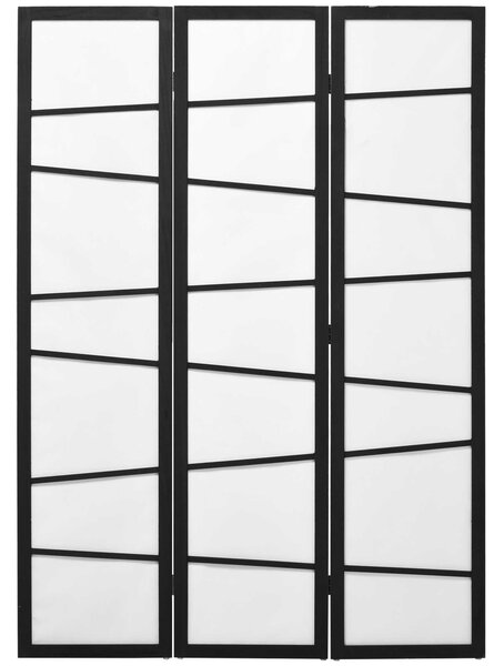 HOMCOM Paravento Separè a 3 Pannelli Pieghevole in Legno, 170x120cm, Nero e Bianco|Aosom