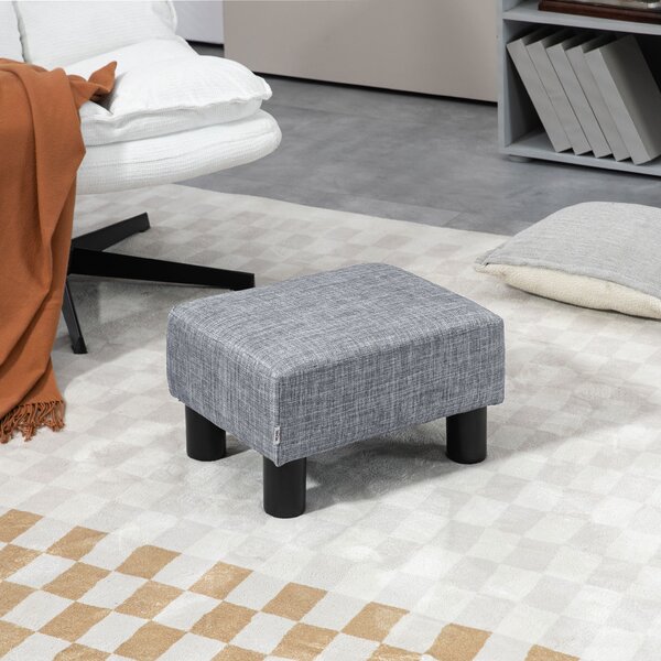 HOMCOM Pouf Poggiapiedi in Tessuto Effetto Lino Imbottito, 40x30x24cm, Grigio|Aosom