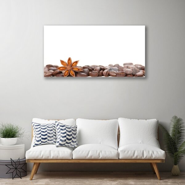 Quadro su vetro Cucina a chicchi di caffè 100x50 cm 2 appendini