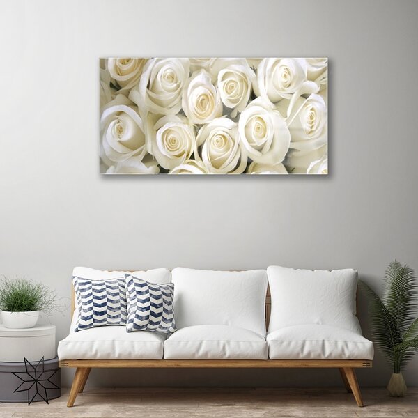 Quadro vetro Rose Fiori Pianta 100x50 cm 2 appendini