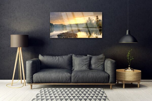 Quadro su vetro Paesaggio del laghetto 100x50 cm 2 appendini