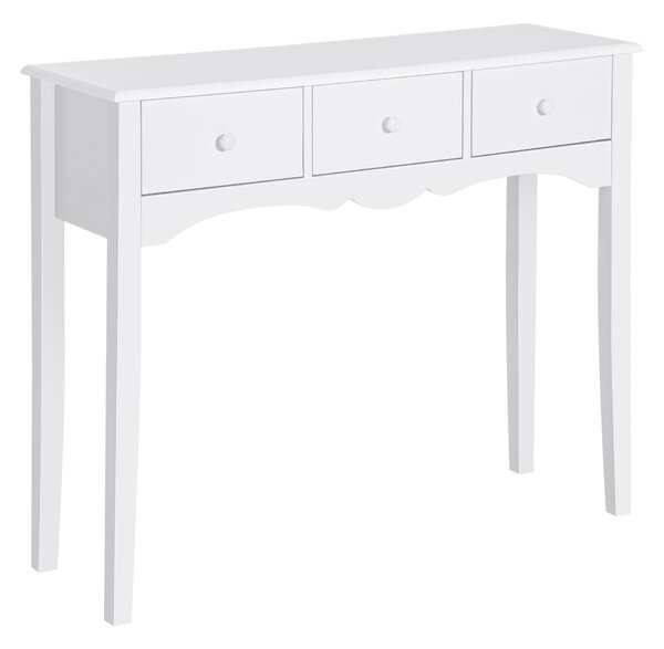 HOMCOM Tavolo Consolle Moderno da Ingresso con 3 Cassetti, in MDF, per cucina, sala da pranzo, soggiorno, corridoio, 100x32x85 cm, Bianco|Aosom Italy