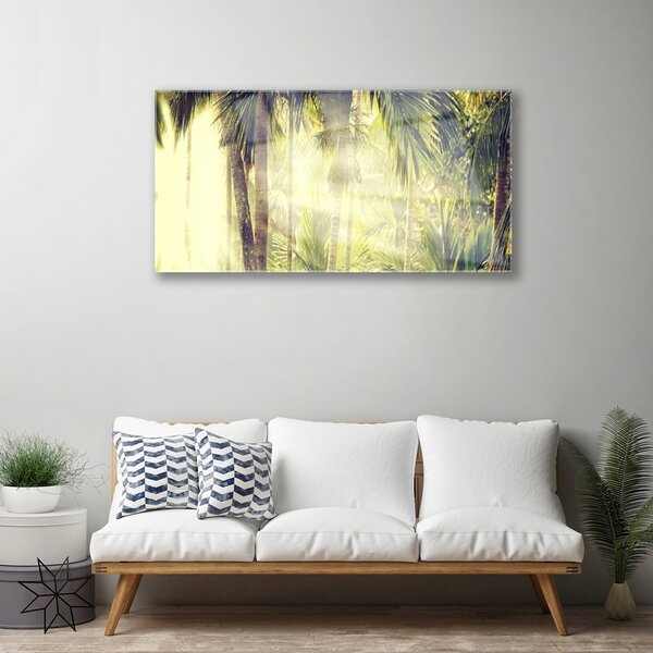 Quadro di vetro Foresta Palme Alberi Natura 100x50 cm 2 appendini