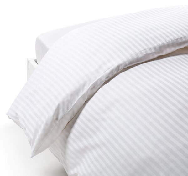 Sacco Copripiumino In Raso Di Cotone Raso Rigato Matrimoniale Hotellerie Tinta Unita Bianco Caleffi