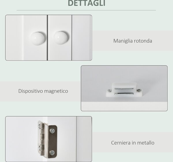Kleankin Mobile Bagno Sospeso con Armadietto a 2 Ante e Ripiano Aperto, Mensola Interna Regolabile, Bianco | Aosom Italy