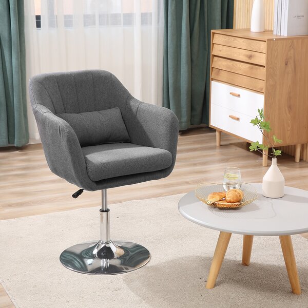 HOMCOM Poltroncina Girevole con Braccioli e Altezza Regolabile, 57x57x77.5-87cm, Grigio