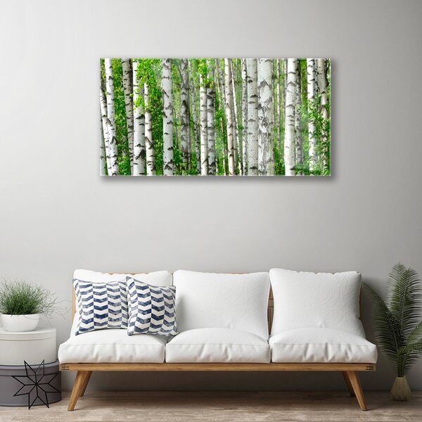 Quadro su vetro Foresta Pianta Natura Alberi 100x50 cm 2 appendini