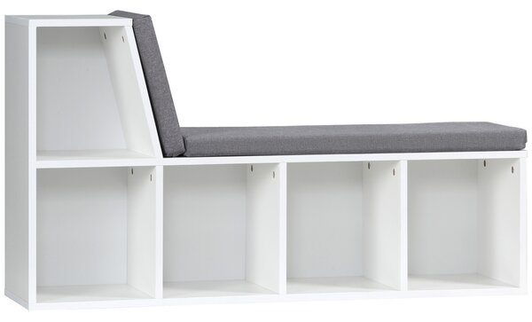 HOMCOM Libreria Moderna a 5 Ripiani Aperti con 2 Cuscini, in Legno, 108x30x60 cm, Grigio | Aosom Italy
