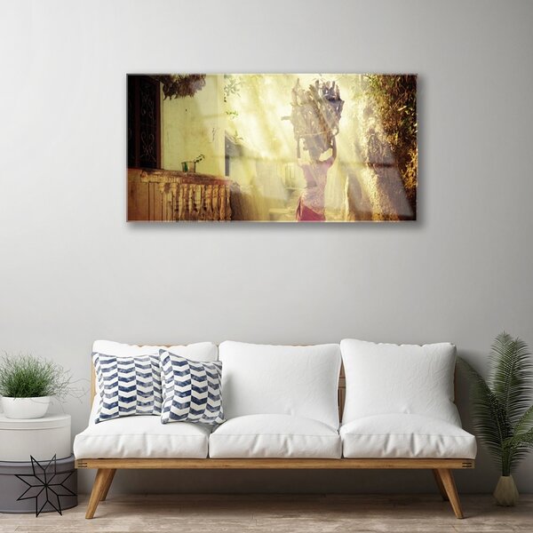 Quadro in vetro Donna Legno Uomo 100x50 cm 2 appendini
