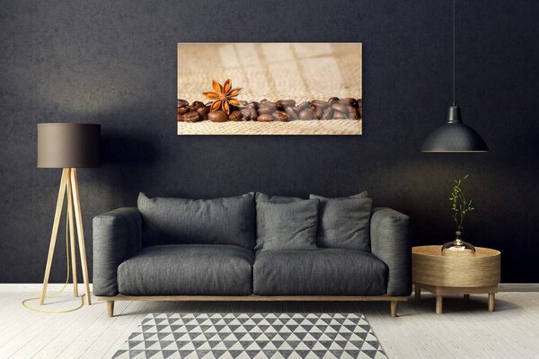 Quadro su vetro Cucina a chicchi di caffè 100x50 cm 2 appendini