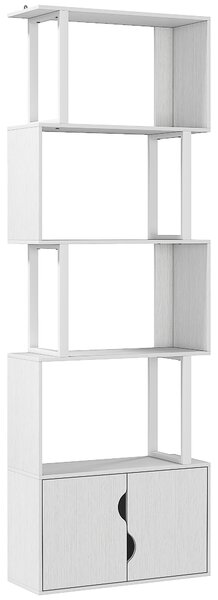 HOMCOM Libreria Moderna con 5 Ripiani e Armadietto a 2 Ante in Legno, 60x23.8x179.2 cm, Bianco | Aosom Italy